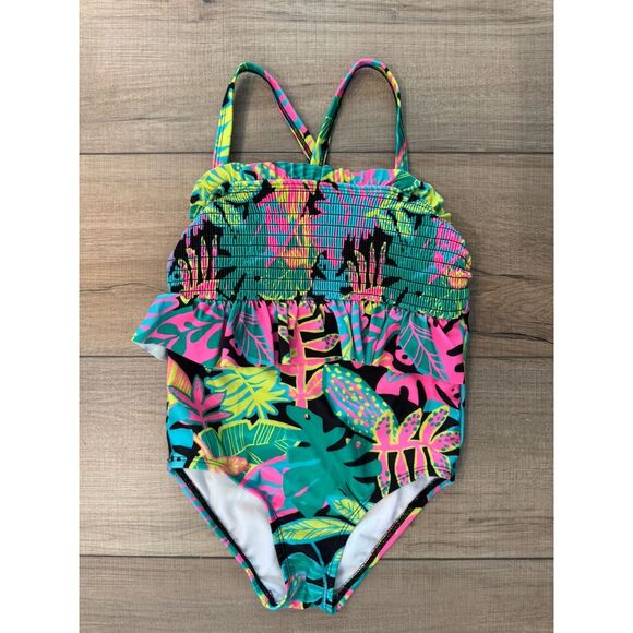 Cat & Jack Other - Cat & Jack Girls Neon Tropical Floral Swim Swimsuit 5 5T